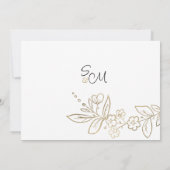 Elegant chique wit goud eenvoudige bloemen Dank u Kaart (Achterkant)