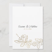 Elegant chique wit goud eenvoudige bloemenrsvp kaart (Achterkant)