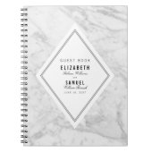 Elegant chique wit grijs marmer bruiloft gastenboe notitieboek (Voorkant)
