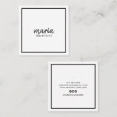 Elegant chique wit modern vierkant minimalistisch vierkante visitekaartje (Voorkant / Achterkant)