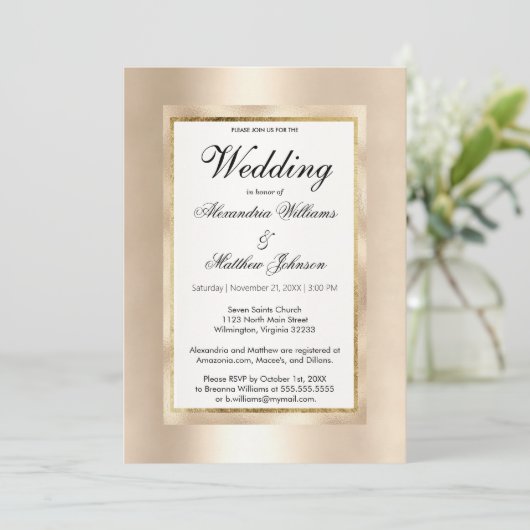 Elegant chique witte champagne gouden glamour Brui Kaart (Staand voorkant)