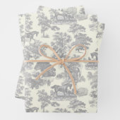 Elegant chique zilver grijs paard toile inpakpapier vel (In situ)