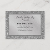 Elegant chique zilveren folie glitter glamoureuze  kortingskaartje (Voorkant)