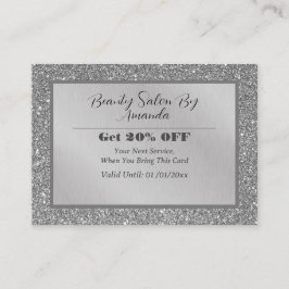Elegant chique zilveren folie glitter glamoureuze  kortingskaartje