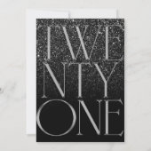 Elegant chique zwart 21e verjaardagsfeestje kaart (Achterkant)