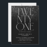 Elegant chique zwart 21e verjaardagsfeestje kaart<br><div class="desc">Moderne minimalistische uitnodiging voor het 21e verjaardagsfeestje met eenvoudig ontwerp met elegante chique typografie.</div>