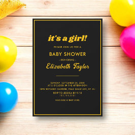Elegant chique zwart en gouden luxe Baby shower Kaart