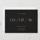 Elegant Chique Zwart en Tan Bruiloft Save the Date (Voorkant)