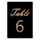 Elegant Chique Zwart Goud Party Tafel Nummer 6 Kaart (Voorkant)