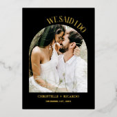 Elegant & Chique zwart & Gouden Boog Elopement Bru Folie Uitnodiging (Voorkant)