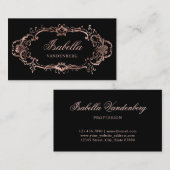 Elegant Chique Zwart Roos Goud  Ornament Visitekaartje (Voorkant / Achterkant)