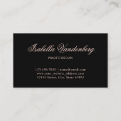 Elegant Chique Zwart Roos Goud  Ornament Visitekaartje (Achterkant)