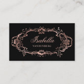 Elegant Chique Zwart Roos Goud  Ornament Visitekaartje (Voorkant)