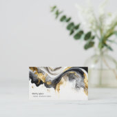 Elegant Chique Zwart & Wit Abstract Aquarel QR Visitekaartje (Staand voorkant)