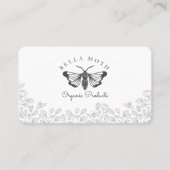 Elegant & Chique Zwart & Wit Bloemen & Moth Logo Visitekaartje (Voorkant)