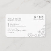 Elegant & Chique Zwart & Wit Bloemen & Moth Logo Visitekaartje (Achterkant)