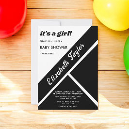 Elegant chique zwart-wit delicaat Baby shower Kaart