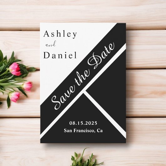 Elegant chique zwart-wit Fancy bruiloft Save The Date