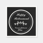 Elegant chique zwart & wit gelukkig pensioen servet (Voorkant)
