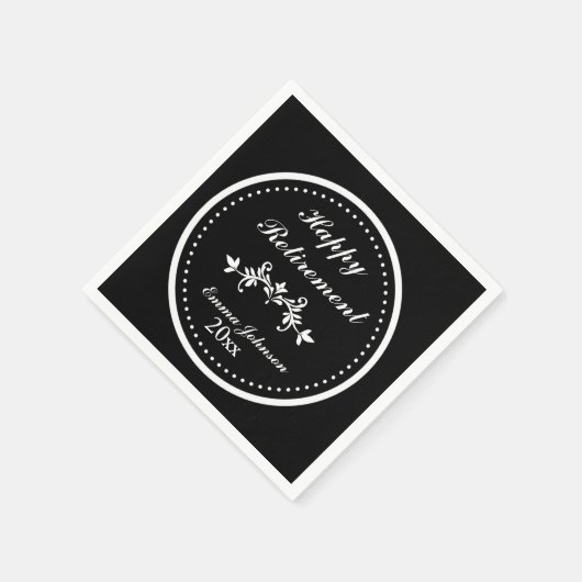 Elegant chique zwart & wit gelukkig pensioen servet (Hoek)