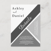 Elegant chique zwart-wit grijs moderne bruiloft informatiekaartje (Voorkant)