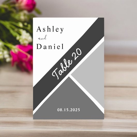 Elegant chique zwart-wit grijs moderne bruiloft kaart