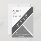 Elegant chique zwart-wit grijs moderne bruiloft RSVP kaartje (Voorkant)