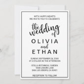 Elegant chique zwart-wit moderne bruiloft kaart (Voorkant)