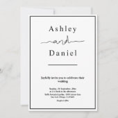 Elegant chique zwart-wit moderne bruiloft kaart (Voorkant)