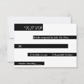 Elegant chique zwart-wit moderne bruiloft RSVP kaartje (Voorkant)