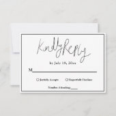 Elegant chique zwart-wit moderne bruiloft RSVP kaartje (Voorkant)