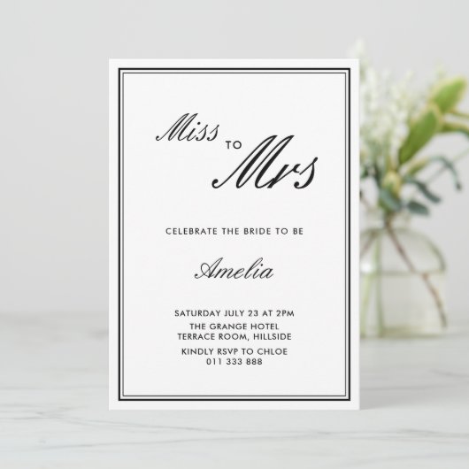 Elegant chique zwart-wit script Vrijgezellenfeest Kaart (Staand voorkant)