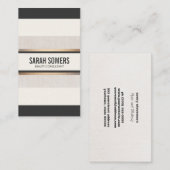 Elegant chique zwart wit strepen goud visitekaartje (Voorkant / Achterkant)