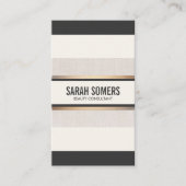 Elegant chique zwart wit strepen goud visitekaartje (Voorkant)