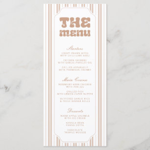Elegant Choco Bruine Gestreepte Patroon Baby Showe Menu