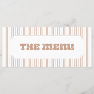 Elegant Choco Bruine Gestreepte Patroon Baby Showe Menu