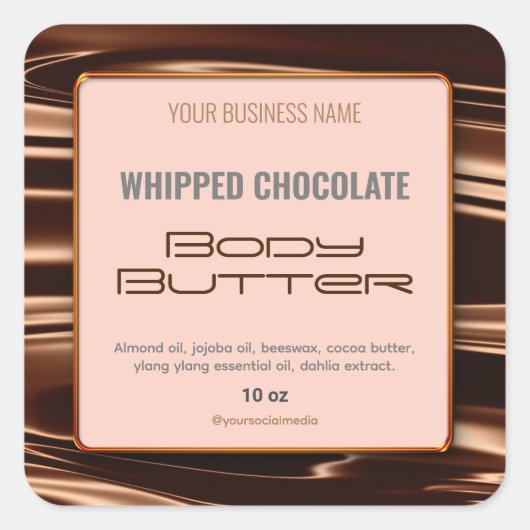 Elegant chocolade Waves Copper Lijst Product Label (Voorkant)