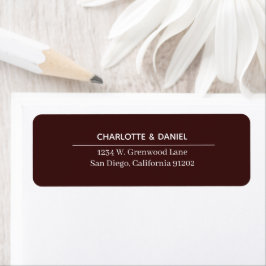 Elegant Chocoladebruin Minimalistisch Adres Etiket