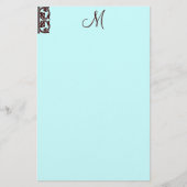 Elegant Chocoladebruin Monogram Blauwgroen briefpa Briefpapier (Voorkant)