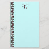 Elegant Chocoladebruin Monogram Blauwgroen briefpa Briefpapier (Voorkant)