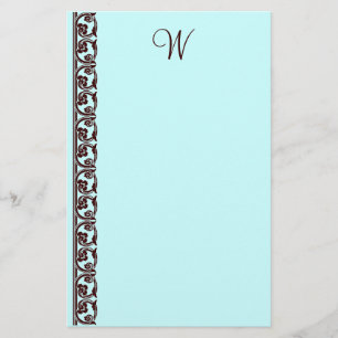 Elegant Chocoladebruin Monogram Blauwgroen briefpa Briefpapier