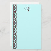 Elegant Chocoladebruin Monogram Blauwgroen briefpa Briefpapier (Voorkant / Achterkant)