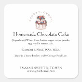 Elegant Chocolate Berry Cake Bakery Ingredient Vierkante Sticker (Voorkant)