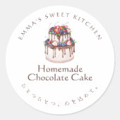 Elegant Chocolate Berry Cake Bakery Product Ronde Sticker (Voorkant)
