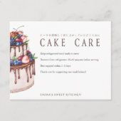 Elegant Chocolate Berry Cake Care Instructions Bedankkaart (Voorkant)