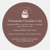 Elegant Chocolate Berry Cake Ingredient Ronde Sticker (Voorkant)