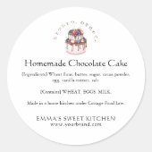 Elegant Chocolate Berry Cake Ingredient Ronde Sticker (Voorkant)
