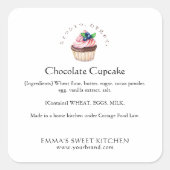 Elegant Chocolate Berry Cupcake Bakery Ingredient Vierkante Sticker (Voorkant)