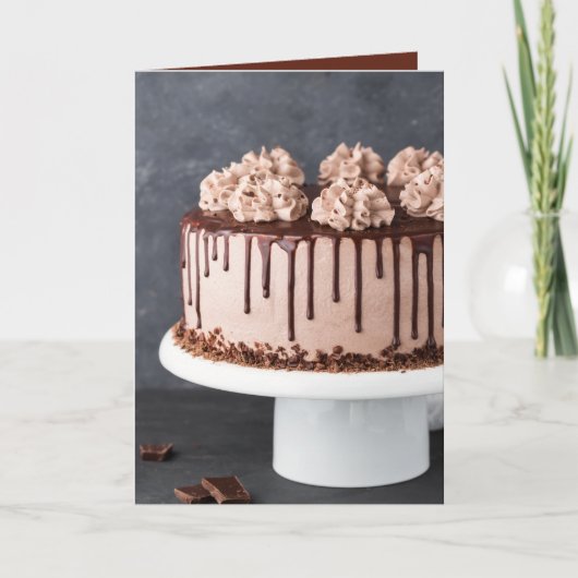 Elegant Chocolate Birthday Cake Kaart (Voorkant)