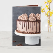 Elegant Chocolate Birthday Cake Kaart (Gele Bloem)